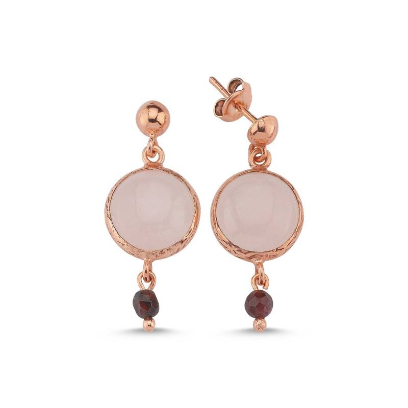 Silber Rosenquarzohrringe, Rose Gold Granat Ohrringe, Rosenquarz, Zierliche Geschenk Für Sie, Minimalistisch von Tymatik