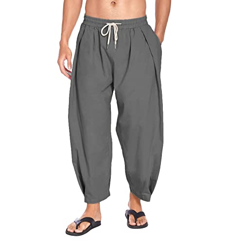 Hanf-Tai-Hose, traditionelle Nese-Kleidung für Herren, orientalische Kleidung, japanische Mode, männlich, Baggyhose Herren Haren Lang Hippie Hose mit weitem Bein Lose Low-End Baggy Freizeit Pants von Tyoby