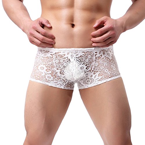 Herren Boxershorts Transparent Spitze Unterhosen Slip Unterwäsche Brief Lingerie Für Männer Lingerie Sexy Höschen Thongs Dessous Boxershorts Und Strumpfbändern Gay Kostüm Sissy Kleidung von Tyoby