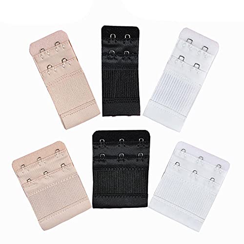 Tyoby BH-Verlängerung BH Bügel Erweiterung Elastisch Band Gurt für Damen,6-teiliges Set für BH-Träger, elastisch, 3 Reihen x 3 Haken, 3 Reihen x 2 Haken, Beige, Weiß, Schwarz, Einheitsgröße von Tyoby