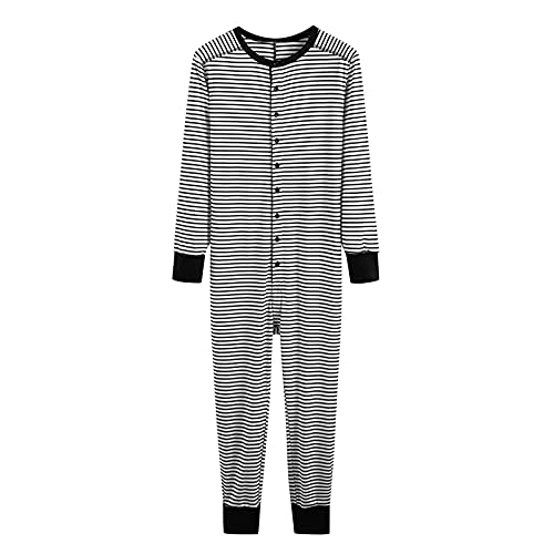 Tyoby Herren Weihnachten Einteiler Schlafanzug Onesie Schlafoveralls Mit Kapuze & Reißverschluss Thermounterwäsche Jumpsuit Thermowäsche Overall und Baumwolle Strampler für Erwachsene von Tyoby