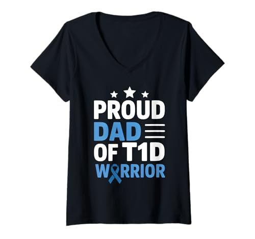 Damen Stolzer Vater von T1D Warrior Diabetes Awareness für Väter T-Shirt mit V-Ausschnitt Damen Stolzer Vater von T1D Warrior Diabetes Awareness für Väter T-Shirt mit V-Ausschnitt von Type 1 Diabetes Awareness Supporter