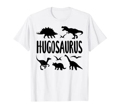 Dinosaur T Rex Hugo Hugosaurus Jungen Dino Name T-Shirt von Types Of Dinosaurs Themed Birthday Co.
