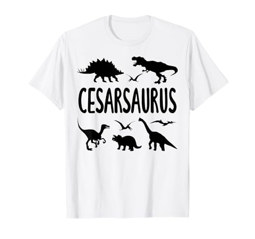 Dinosaurier T Rex Cesar Cesarsaurus Jungen Dino Name T-Shirt von Types Of Dinosaurs Themed Birthday Co.