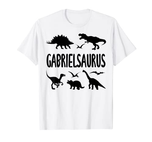 Dinosaurier T Rex Gabriel Gabrielsaurus Jungen Dino Name T-Shirt von Types Of Dinosaurs Themed Birthday Co.