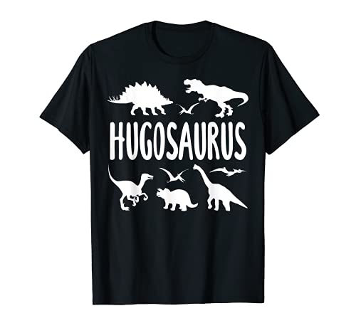 Dinosaurier T Rex Hugo Hugosaurus Jungen Dino Name T-Shirt von Types Of Dinosaurs Themed Birthday Co.