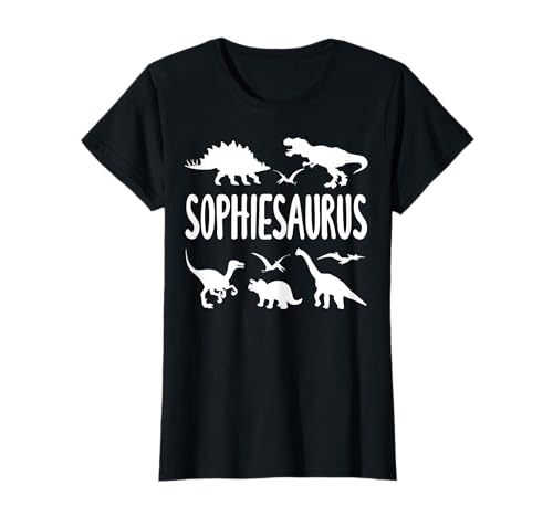 Dinosaurier T Rex Sophie Sophiesaurus Mädchen Dino Name T-Shirt von Types Of Dinosaurs Themed Birthday Co.