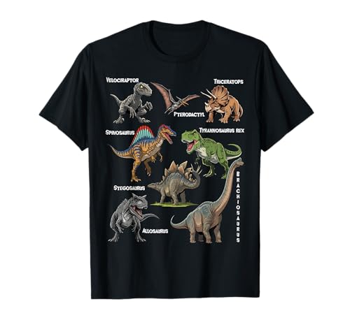 Arten von Dinosaurier-Grafiken, Dino-Identifikation, Dinosaurier-Kind T-Shirt Arten von Dinosaurier-Grafiken, Dino-Identifikation, Dinosaurier-Kind T-Shirt von Types Of Famous Dinosaurs Dino Boy and Dino Girl