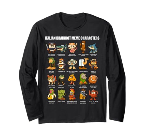 Italienische Brainrot Meme Compilation Charakter Handgezeichnete Kinder Langarmshirt Italienische Brainrot Meme Compilation Charakter Handgezeichnete Kinder Langarmshirt von Types of Italian Brainrot Funny Internet Humor