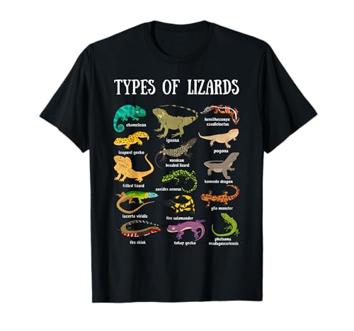 Types of Lizards Reptile Herpetology Men Kids Eidechse Collage T-Shirt von Types of Lizards Animal of the World