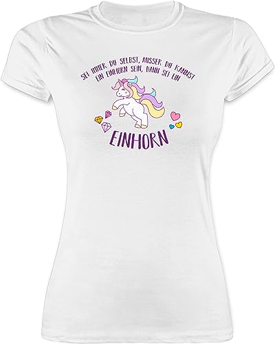 Damen T-Shirt - Sei Immer du selbst ausser du Kannst EIN Einhorn Sein dann sei EIN Einhorn I Geschenk Einhorn Geschenke Unicorn - XXL - Weiß - Tshirt mädchen einhornshirt Einhorn, einfach Oberteil von TypoT