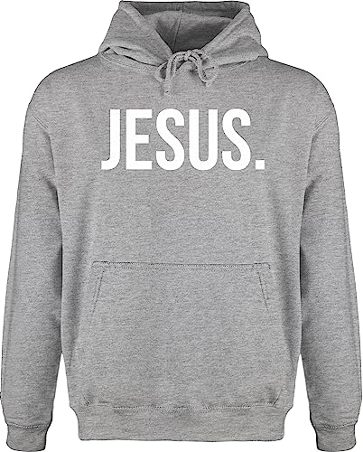 TypoT Herren Hoodie Kapuzenpullover - Statement Glaube Religion - Jesus Christus Weiss - 4XL - Grau meliert von TypoT