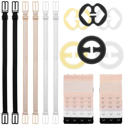 Tyqour 18 Stück BH Träger Clips Damen BH-Träger Halter Bra Extender BH Verlängerung mit 2 Haken 3 Haken,Verstellbar BH-Trägerhalter zum Verrutschen, BH-Extender Verlängerung Ersatz BH-Schultergurte von Tyqour