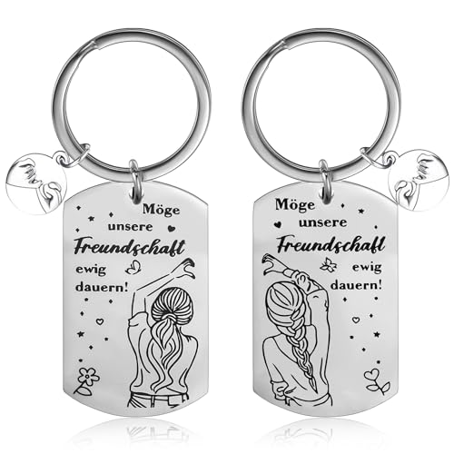 Tyqour 2 Stück Beste Freundin Schlüsselanhänger Geschenke, Edelstahl Freundschaft Schlüsselanhänger Geschenk Beste Freundin Geburtstag Abschiedsgeschenk Freundschaftsgeschenke für Frauen Mädchen von Tyqour