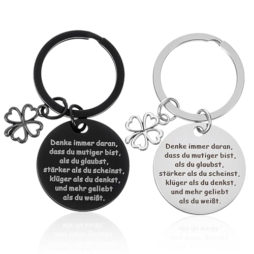 Tyqour 2 Stück Glücksbringer Prüfung Schlüsselanhänger Doppelseitiger Mutmacher Geschenk Motivationsgeschenke Kleeblatt Glücksbringer Schulanfang Abitur Viel Glück Aufmunterung Geschenke für Frauen von Tyqour