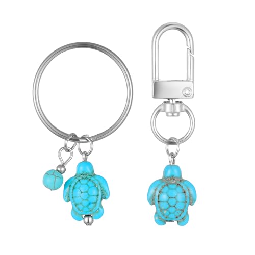 Tyqour 2 Stück Schildkröte Schlüsselanhänger Metall Schildkröten Schlüsselanhänger Reise Meeresschildkröten Anhänger Geschenk Turtle Keychain für Partner Familien Beste Freundin von Tyqour