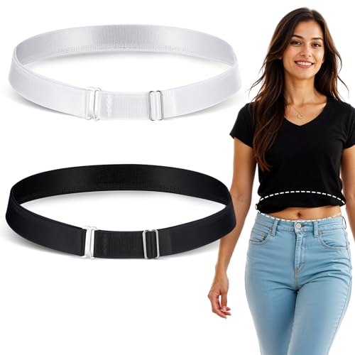 Tyqour 2 Stück Verstellbares Crop Tuck Band, Elastische Crop Top Bands, Shirt Tuck Band Tool Gürtel Zuschneidewerkzeug zum Einstecken von Hemden von Tyqour