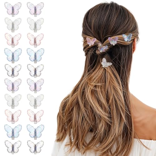 Tyqour 20 Stück Schmetterling Haarspangen Klein Schmetterling Haarklammern Mini Haarspange Süße Schmetterlinge Haarklammer Butterfly Hair Clips Haarclips für Damen Mädchen Kinder Haarschmuck von Tyqour