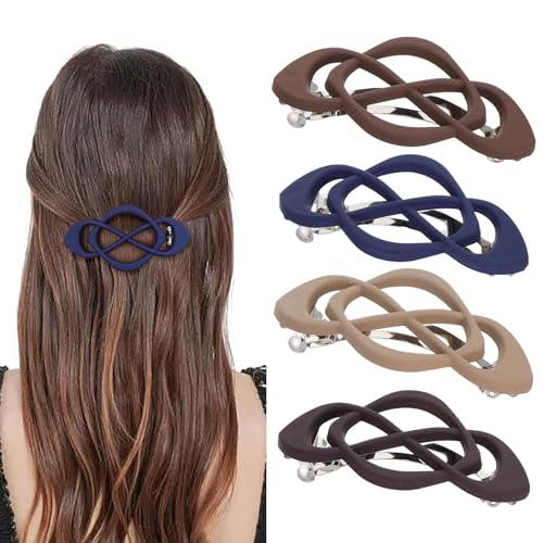 Tyqour 4 Stück Französisch Haarspangen Damen mit Kreuzdesign Klassische Große Haarspange Automatische Haarklammer Set Retro Haarclips Damen Vintage French Hair Clips für Frauen Mädchen von Tyqour