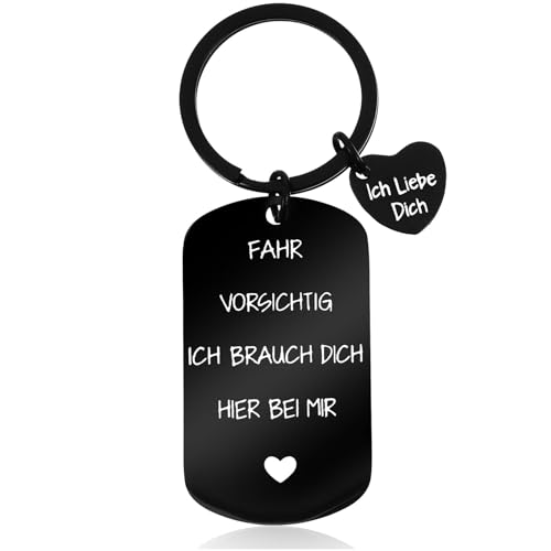 Tyqour Schlüsselanhänger Fahr Vorsichtig Glücksbringer Schutzengel Auto Ich liebe Dich Edelstahl Führerschein Bestanden Geschenk Führerscheinprüfung für Männer Frauen Ihn Freund Ehemann Vater Papa von Tyqour