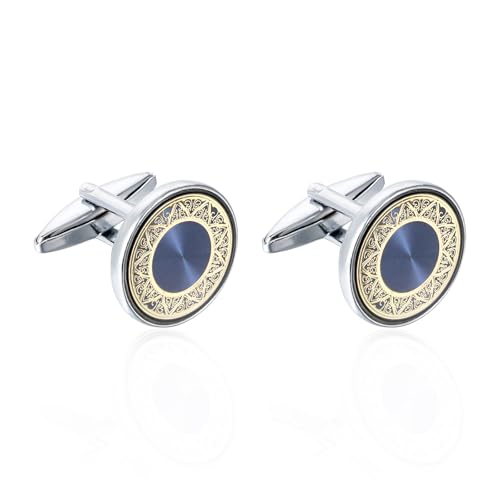 Tyqour Manschettenknöpfe Herren Blau Manchettenknoepfe Herren für Hochzeit Klassische Manschettenknöpfe aus Perlmutt Retro Cufflinks for Men Hochzeit Tanzparty Business Abschlussball Bräutigam von Tyqour