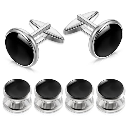 Tyqour Manschettenknöpfe Herren Manchettenknoepfe Hemdknöpfe Set Schwarz Cufflinks for Men Schwarze Hochzeit Klassische Manschettenknöpfe Hochzeit Tanzparty Business von Tyqour