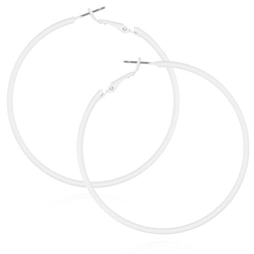 Tyqour Vintage Neon Ohrringe Damen Neon Creolen Große Creolen 80er 90er Jahre Retro Ohrringe für Damen und Mädchen 90er Jahre Kostüm Party Halloween Party Ohrringe Asthetisch Weiß von Tyqour