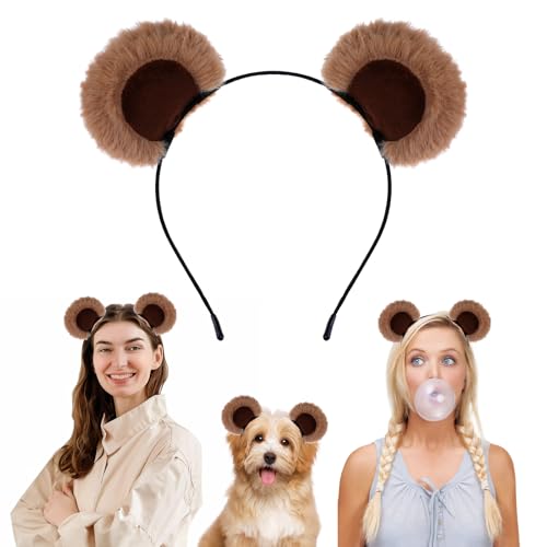 Tyqour Bär Ohren Haarreif Bärenohren Haarreifen Bären Ohren Stirnband Haarband Eichhörnchen Ostern Party Kopfbedeckung Bequeme Haarreifen Zubehör für Erwachsene Dekoration Cosplay Party von Tyqour