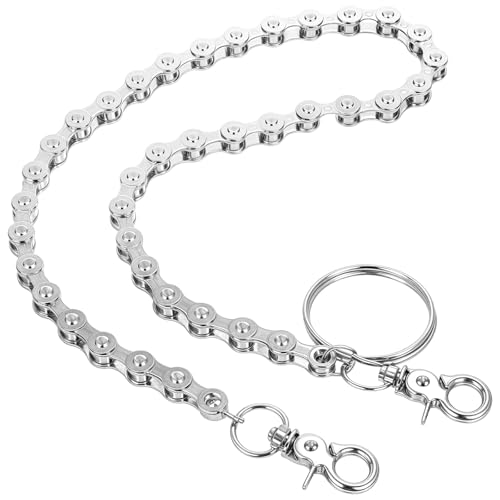 Tyqour Hosenkette Silber 60cm Punk Hose Kette Hip Hop Punk Wallet Chain, Hosenkette Herren Schlüsselanhänger Kette Metall Jeanskette, Gothic Geldbörsenkett für Jeans Brieftaschen DIY Herren von Tyqour