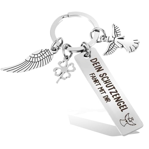 Tyqour Schlüsselanhänger Auto Schutzengel Glücksbringer Motorrad Schlüsselanhänger Edelstahl Führerschein Bestanden Geschenk Führerscheinprüfung für Männer Frauen Ihn Freund Ehemann Vater Papa von Tyqour