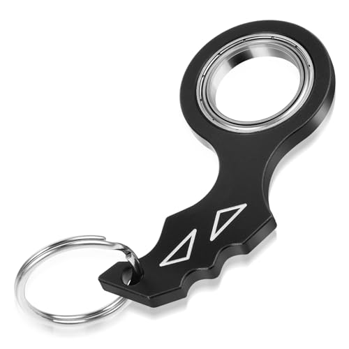 Tyqour Schlüsselanhänger Spinner Keyring Tragbar Finger Spinner Schlüsselanhänger Ring Spielzeug für Fingertraining, Kinder und Erwachsene Angstlinderung Schlüssel-Spinner (Schwarz) von Tyqour