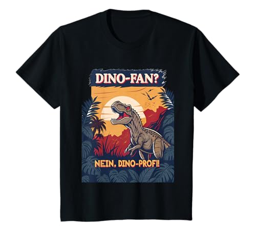 Kinder Kinder Dinosaurier T-Shirt – "Dino-Fan? Nein Dino-Profi" T-Shirt von Tyrannosaurus Rex Fan Motiv Jungen Dino Geburtstag