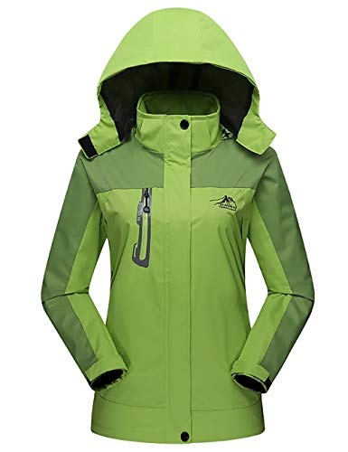 Tyraptor Damen Outdoorjacke Funktionsjacke mit Abnehmbarer Kapuze Wasserabweisend Winddicht Atmungsaktiv Wanderjacke Trekkingjacke Grün 2XL von Tyraptor