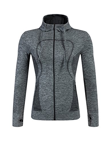 Tyraptor [Damen Sportjacke Slim Fit] Leicht + Atmungsaktiv + Schnelltrockend + Elastisch Fitness-Sweatshirt Laufjacke Runningjacke Outdoorjacke Langarmshirt Grau Asien-S von Tyraptor