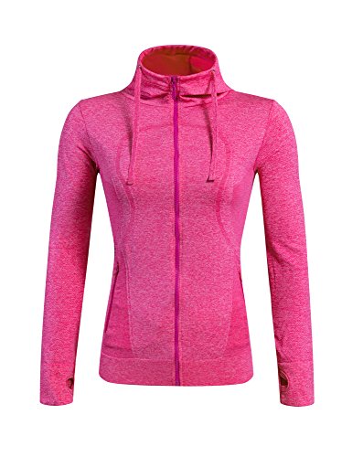 Tyraptor [Damen Sportjacke Slim Fit] Leicht + Atmungsaktiv + Schnelltrockend + Elastisch Fitness-Sweatshirt Laufjacke Runningjacke Outdoorjacke Langarmshirt Rosa Asien-M von Tyraptor