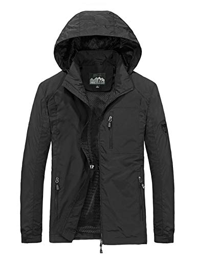 Tyraptor Herren Jacke Übergangsjacke Wasserdicht Winddicht Atmungsaktiv Schnelltrockend Wanderjacke Funktionsjacke Trekkingjacke Schwarz 3XL von Tyraptor