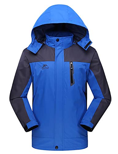 Tyraptor Herren Outdoorjacke Funktionsjacke mit Abnehmbarer Kapuze Wasserabweisend Winddicht Atmungsaktiv Wanderjacke Trekkingjacke Blau XL von Tyraptor