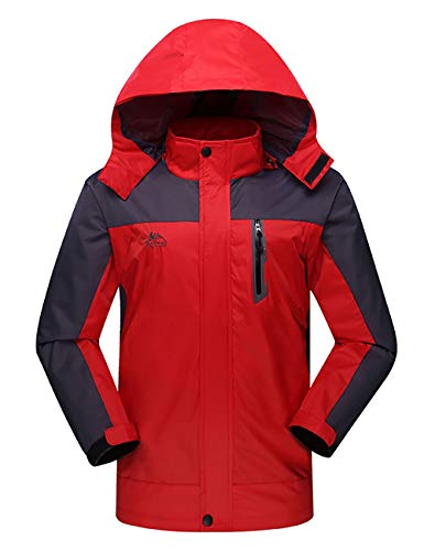 Tyraptor Herren Outdoorjacke Funktionsjacke mit Abnehmbarer Kapuze Wasserabweisend Winddicht Atmungsaktiv Wanderjacke Trekkingjacke Rot 3XL von Tyraptor