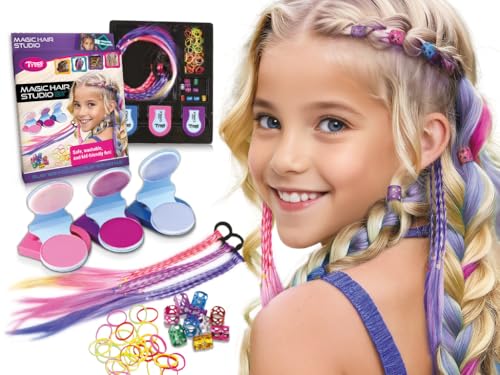 TyToo Magic Hair Studio – Haarkreide Set für Mädchen mit bunten Haarsträhnen, Glitzerperlen, Haargummis, Haarclips | Komplettes Haarstyling-Set für Kinder | Kreatives Geschenk zum Geburtstag, Fasching von Tytoo