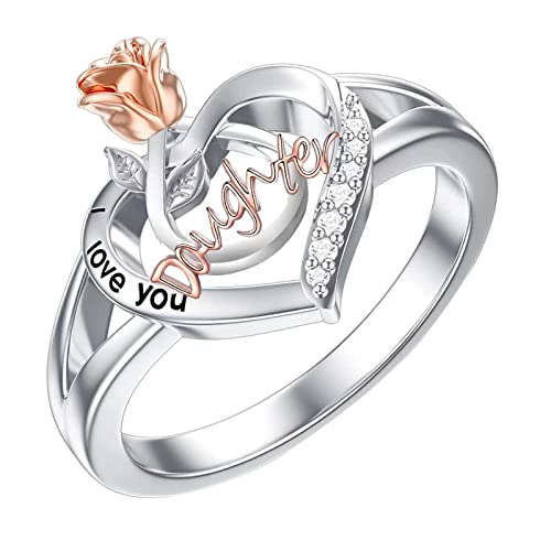 Tyuffghet Bandring Stapelbare Offene Ringe Liebe Strass Ring Mutter Tochter Strass Ring Rose Liebe Ringe Filigran (White, 8) von Tyuffghet