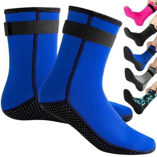 Tyuodna 3mm Neoprensocken,Rutschfeste Tauchsocken für Erwachsene Damen Herren,Wasserdichte Dicke Schwimmsocken,zum Schnorcheln,Schwimmen(Blau,XS-S) von Tyuodna