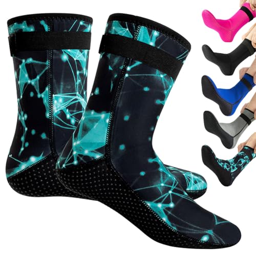Tyuodna 3mm Neoprensocken,Rutschfeste Tauchsocken für Erwachsene Damen Herren,Wasserdichte Dicke Schwimmsocken,zum Schnorcheln,Schwimmen(Grün,M-L) von Tyuodna