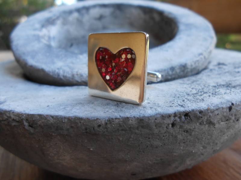 Liebe Manschettenknöpfe Silber Manschettenknöpfe, Handgemachte Rote Herz Sterling Hochzeitsgeschenk von TzenNikoletta
