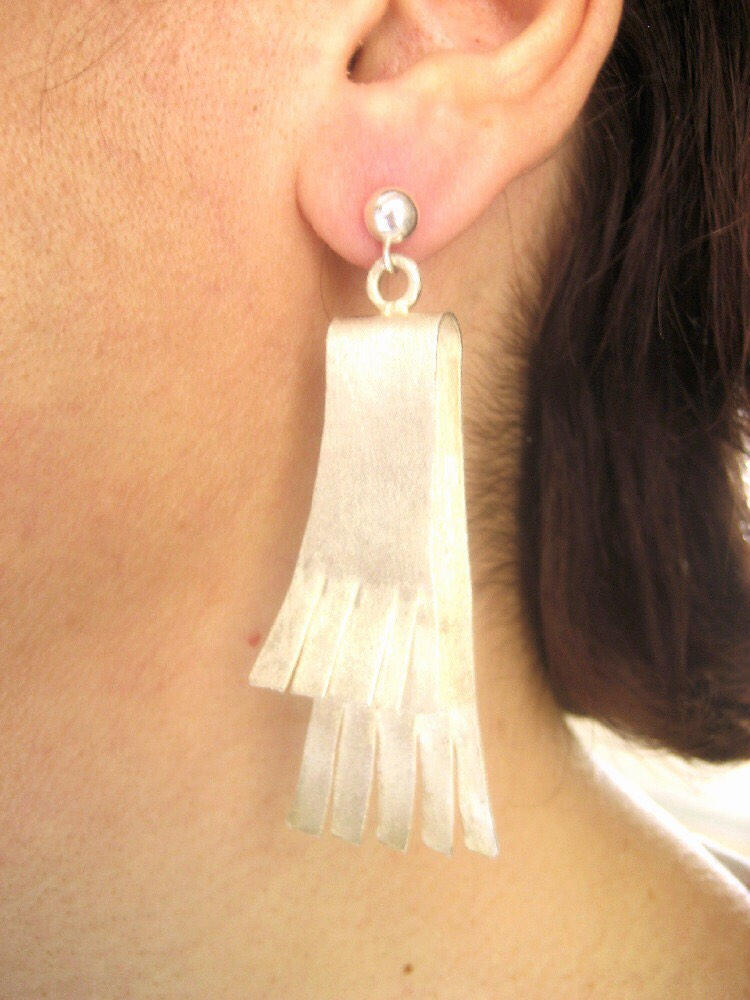 Silberohrringe Mit Matter Oberfläche, Silber 925, Handgefertigte Ohrringe von TzenNikoletta