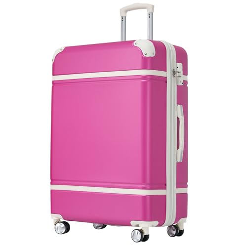 Tzou 71,1 cm Handgepäck mit Spinnrollen, leicht, Hartschale, erweiterbar, mit TSA-Schloss, Reisegepäck, Koffer für Männer und Frauen, Pink, Einheitsgröße, Leichtgewichtig von Tzou