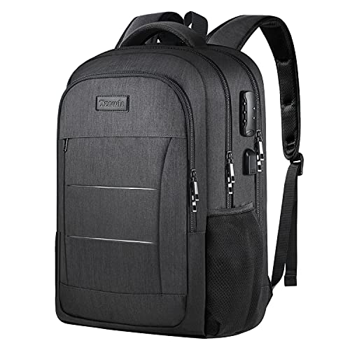 Laptop Rucksack Herren, 50L Extra Großer Rucksäcke Arbeit Tasche Schultasche mit USB Ladeanschluss und Schloss passend 17/17,3 Zoll Laptop Notebook für Freizeit Job Schule Reisen Wandern Schwarz von Tzowla