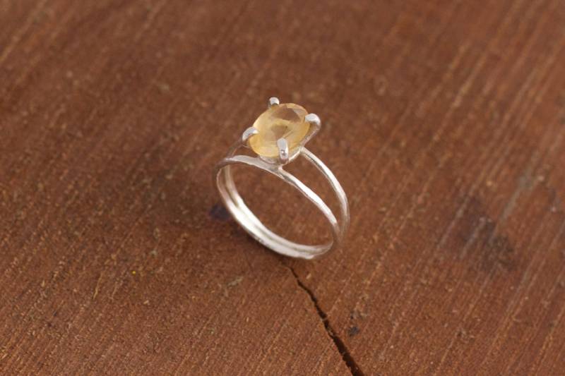Citrin Sterling Silber Ring Handgemachter Verlobungsring von TzufitMoshel