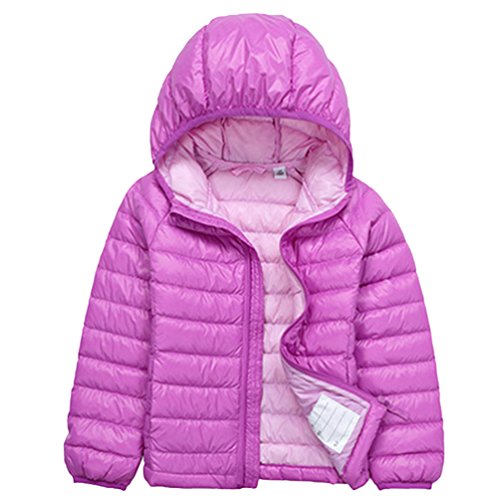 U/A Jungen Langarm Hoodies Steppjacke Gesteppt Leicht Verpackbar Daunen Mantel Mädchen Daunenjacken (Violett, 150cm) von U/A