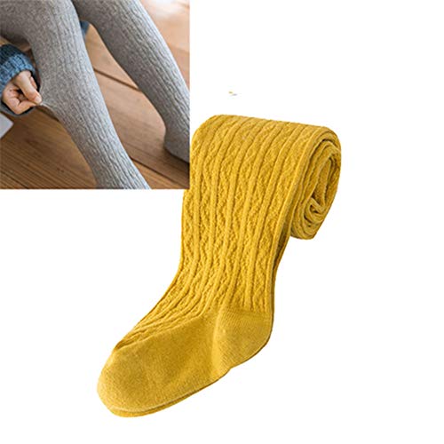 U/A Kinder Winterleggings aus Baumwolle Herbst Winter Warm stretchige Stricken Strumpfhose Leggings Gelb M = 12-24 Monate von U/A