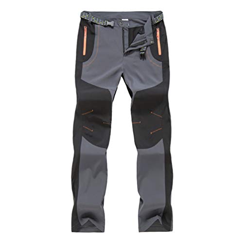 U/A Unisex Outdoorhose Schnell trocknend Walking Klettern Hosen Wanderhose Trekkinghose mit Reißverschluss Taschen, Gürtel (Grau Herren, 4XL) von U/A